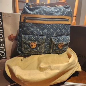 Louis Vuitton Monogram Denim Baggy GM Shoulder Bag - Authentic